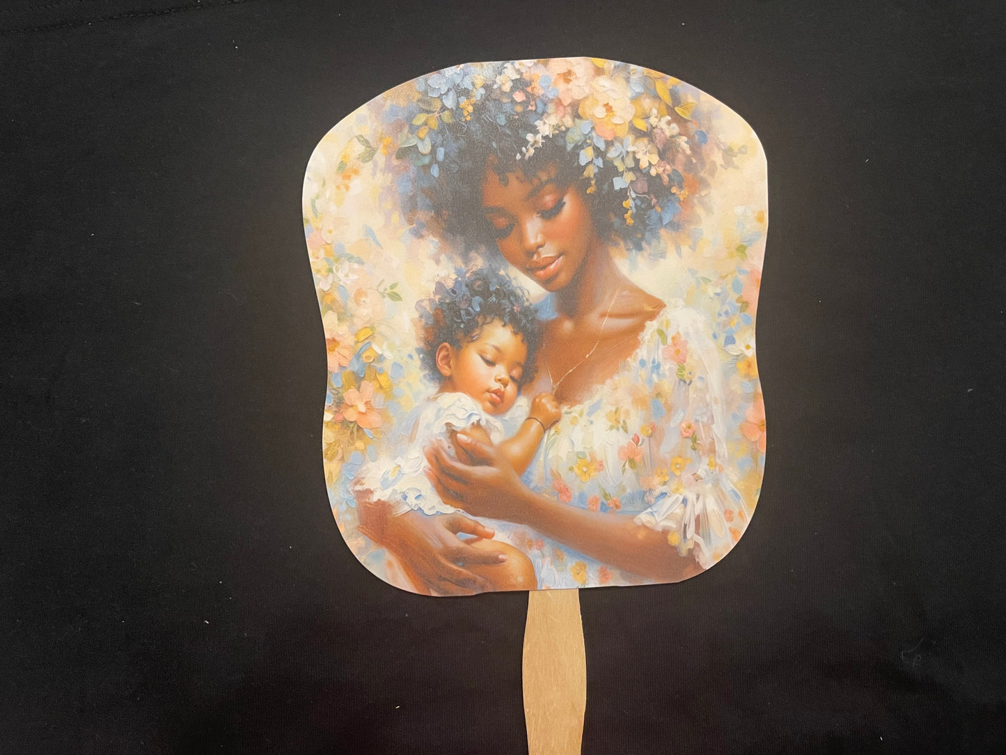 Hand Fan - Black Mother & Child