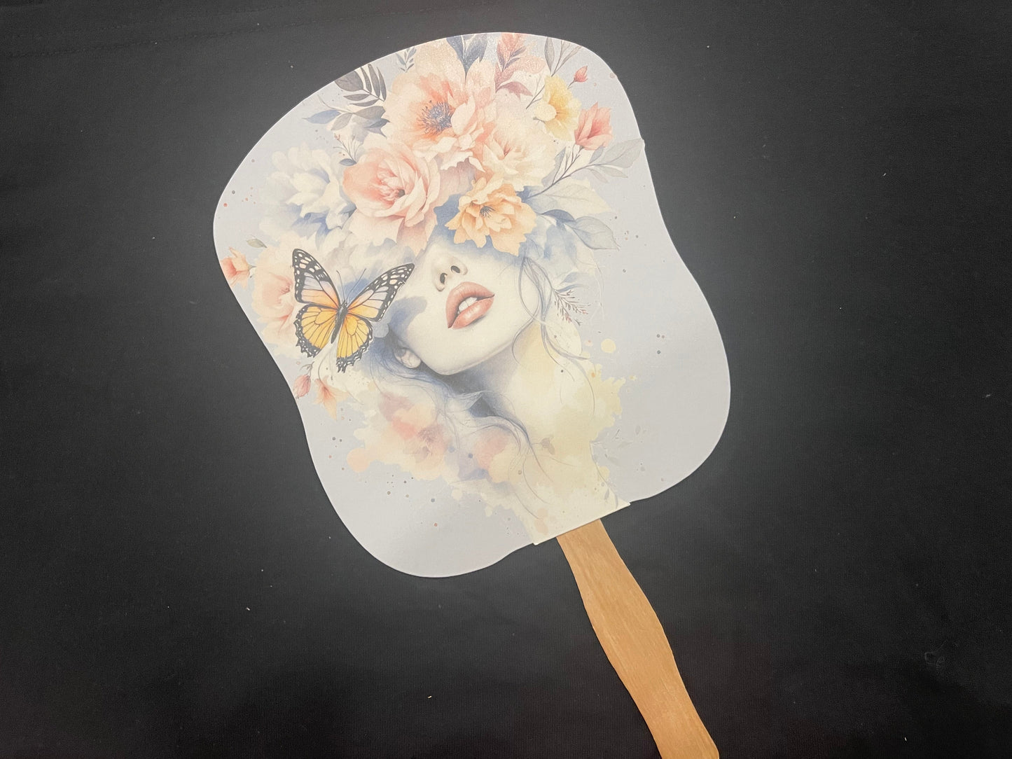 Hand Fan - Floral Woman w/Butterfly