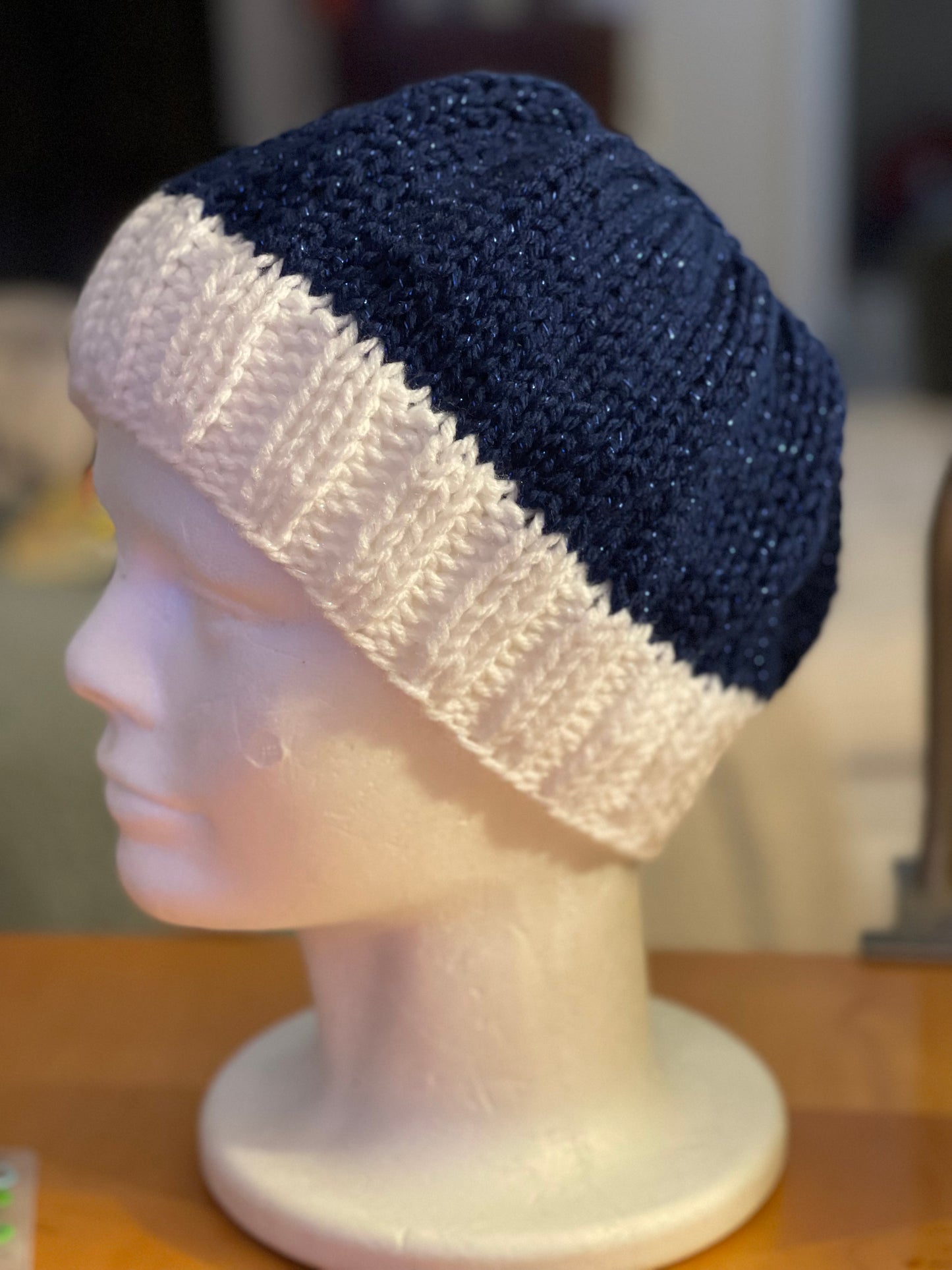 Blue Sparkle Ponytail Hat