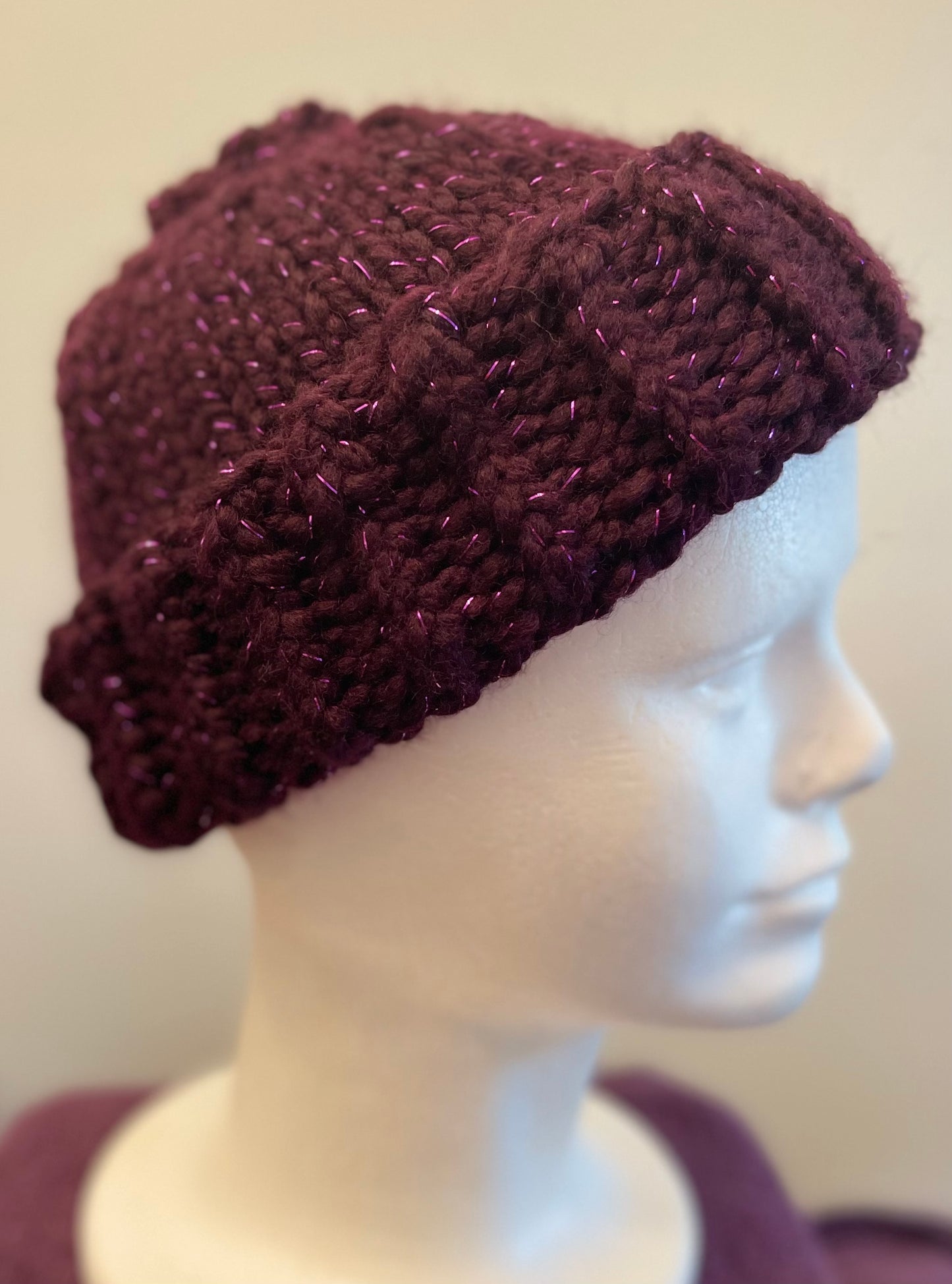 Ponytail Hat - Plum Sparkle