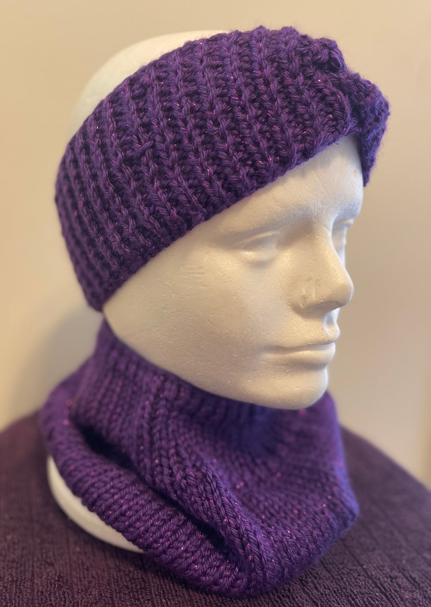 Purple Sparkle Earwarmer & Cowl