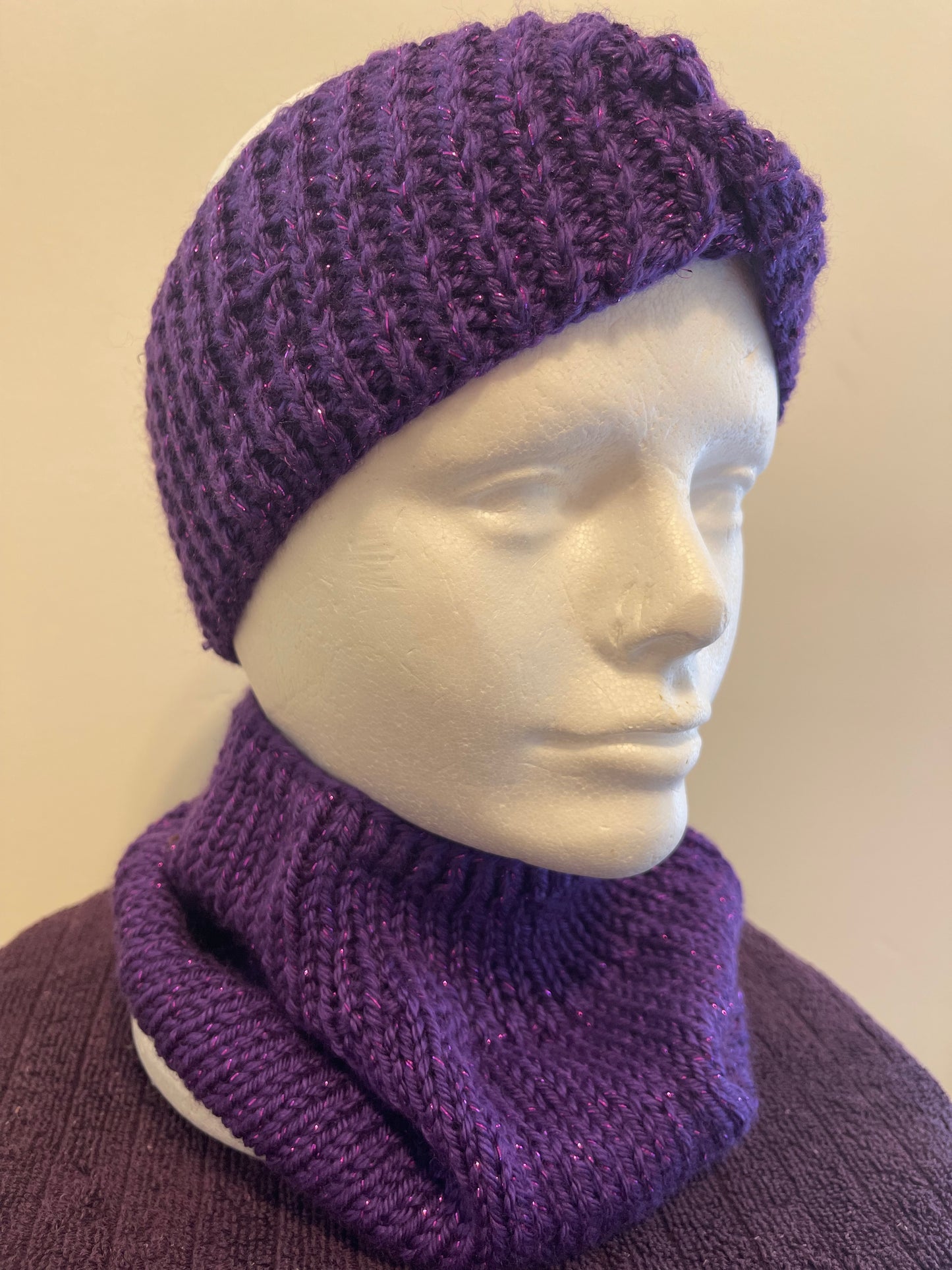 Purple Sparkle Earwarmer & Cowl