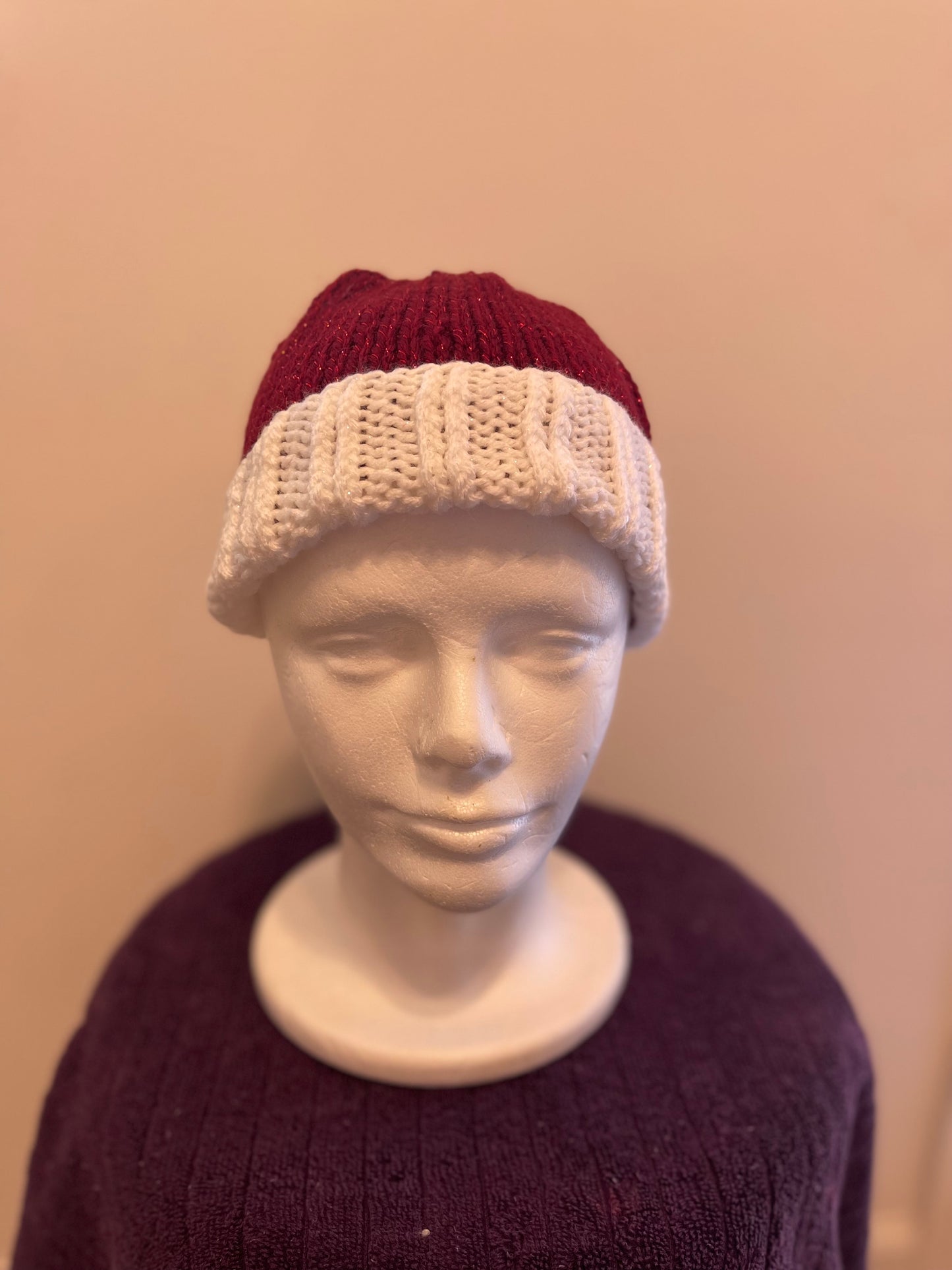 Red Sparkle Ponytail Hat