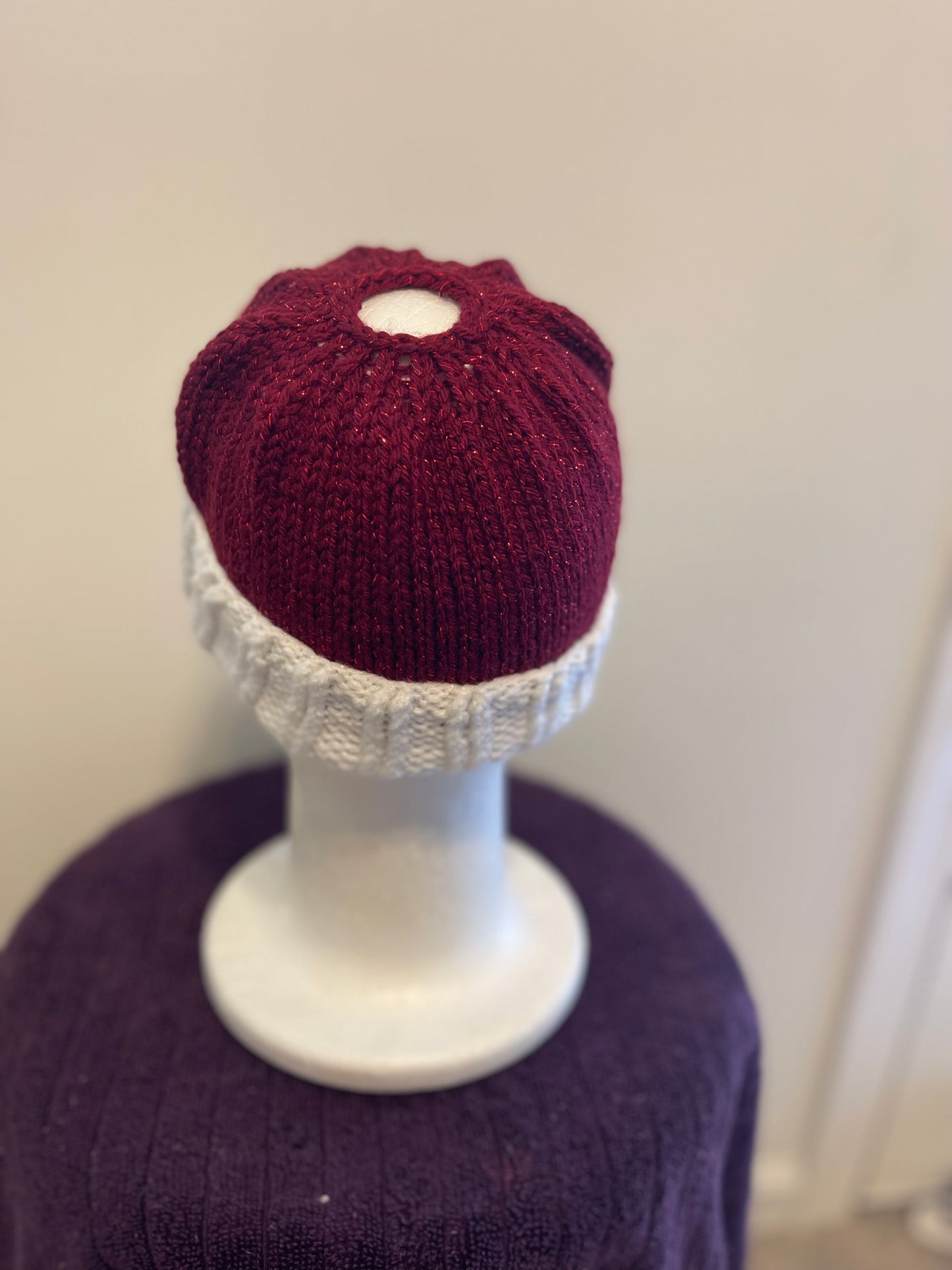 Red Sparkle Ponytail Hat