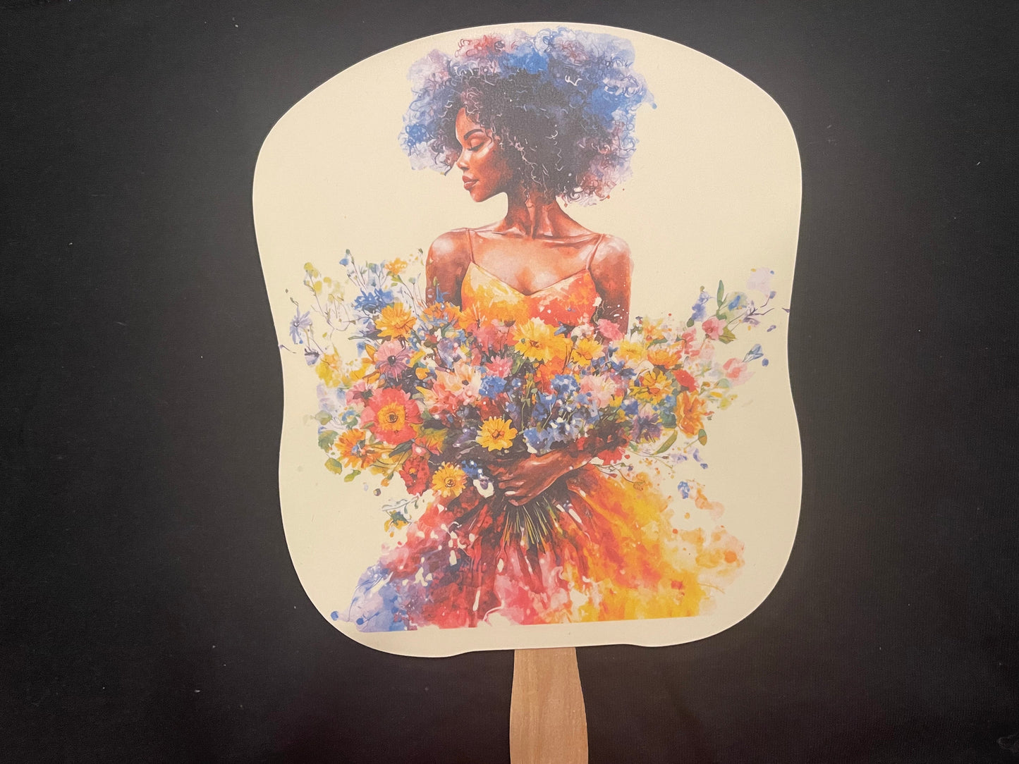 Hand Fan - Ebony Flowers